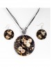 Fashion Flower Print Shell Necklace and Earrings Set